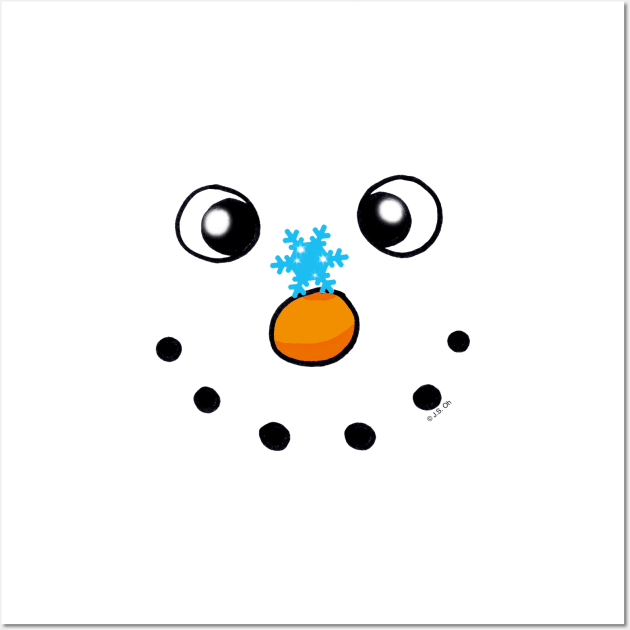 funny Christmas snowman face Wall Art by cartoonygifts